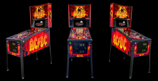 AC/DC Remastered Premium cabinet — front, side and backbox views
