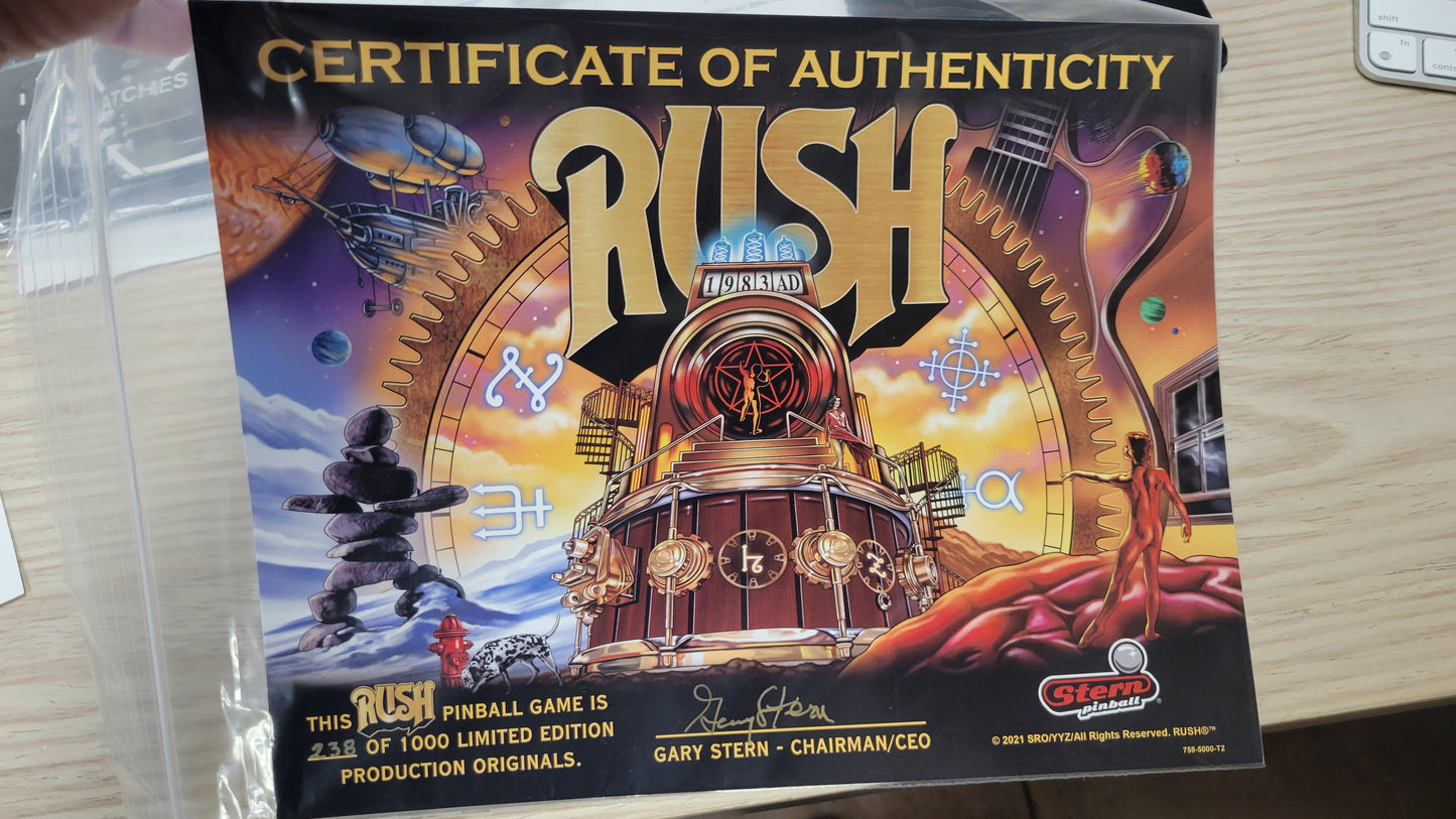 Rush LE Pinball with Stern Official Topper HUO