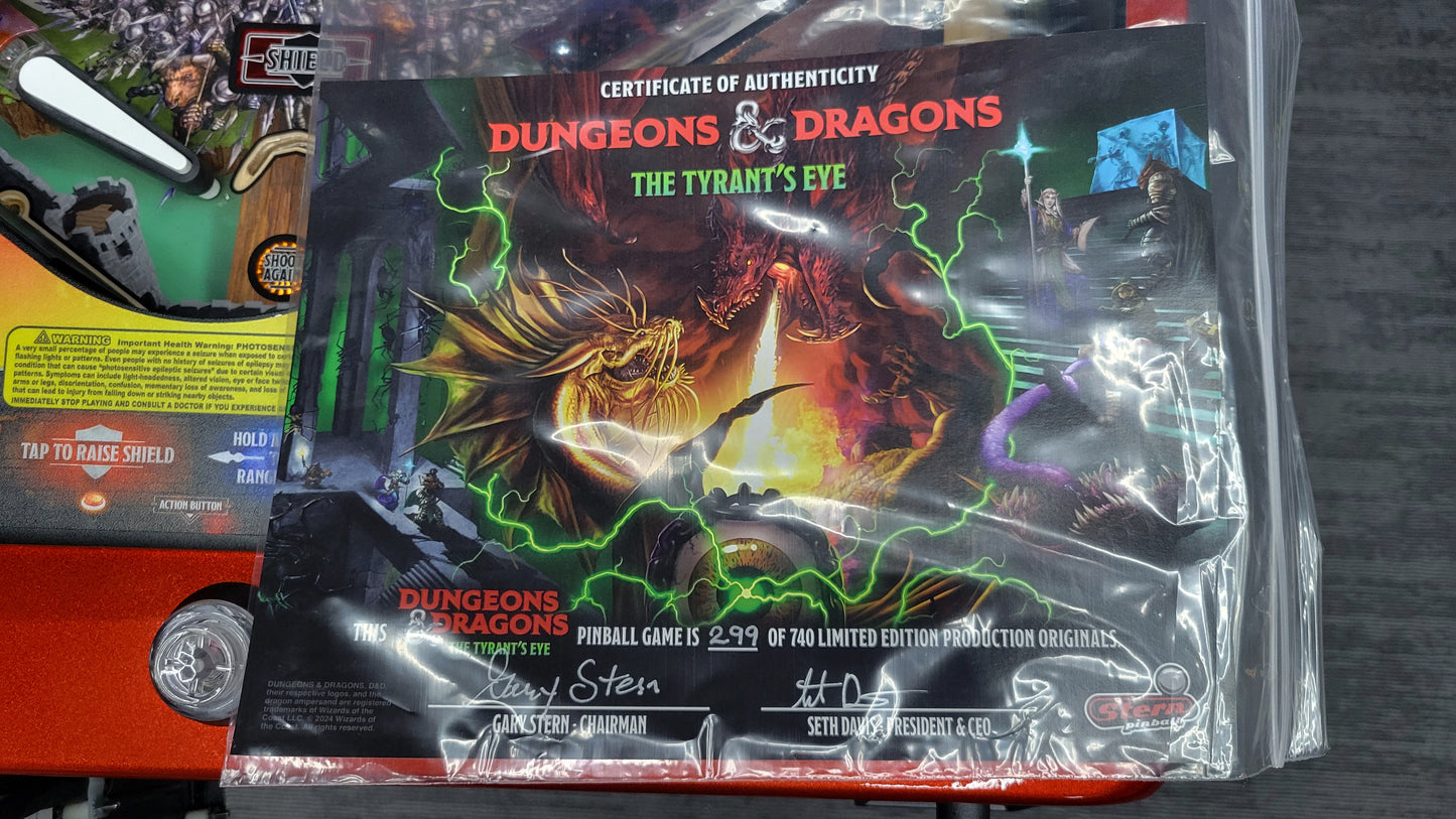 Stern Dungeon & Dragons The Tyrants Eve LE Pinball HUO