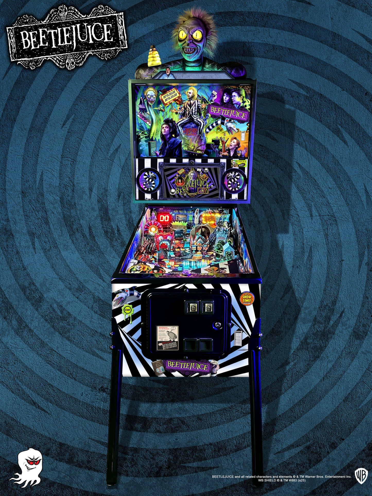 Beetlejuice pinball machine, front view