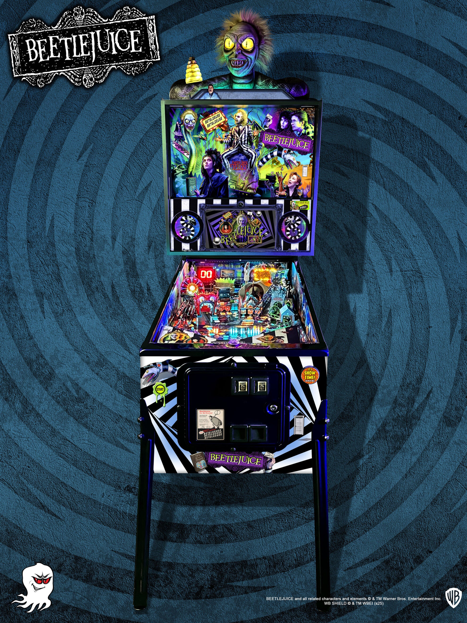 Beetlejuice pinball machine, front view
