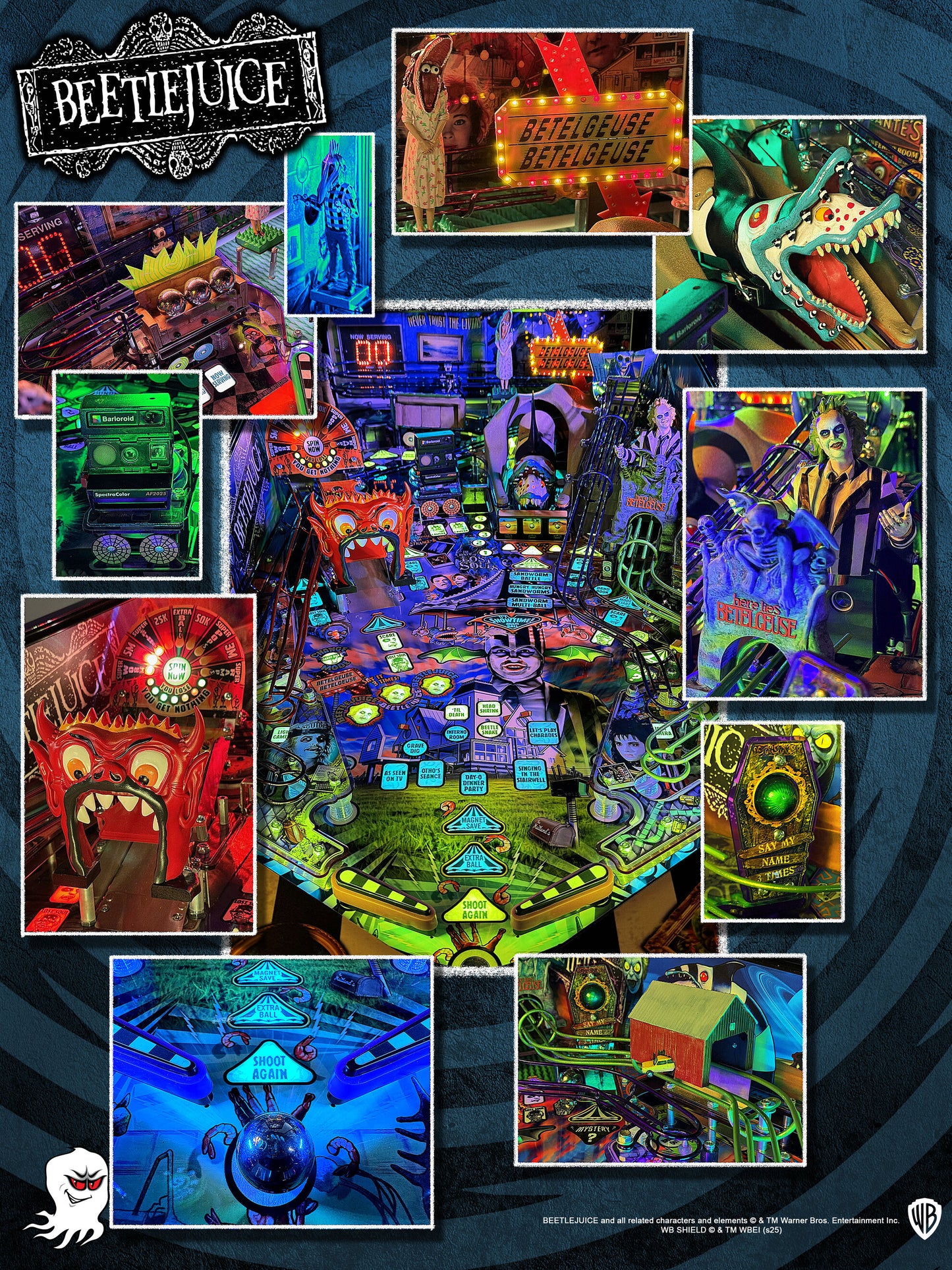 Beetlejuice pinball playfield features and toys