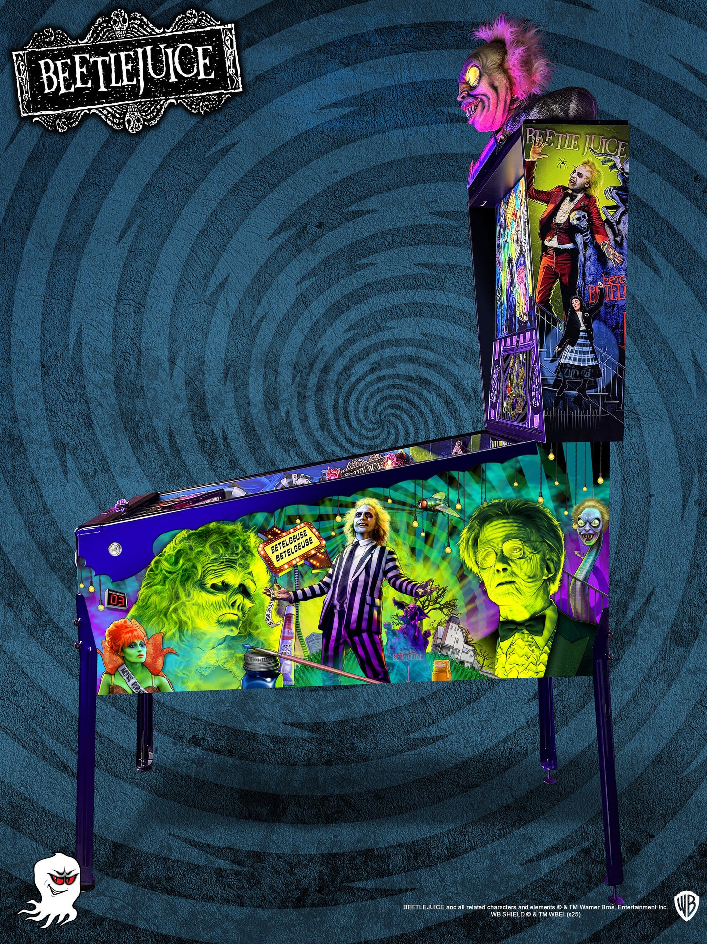 Beetlejuice pinball machine, right side cabinet art