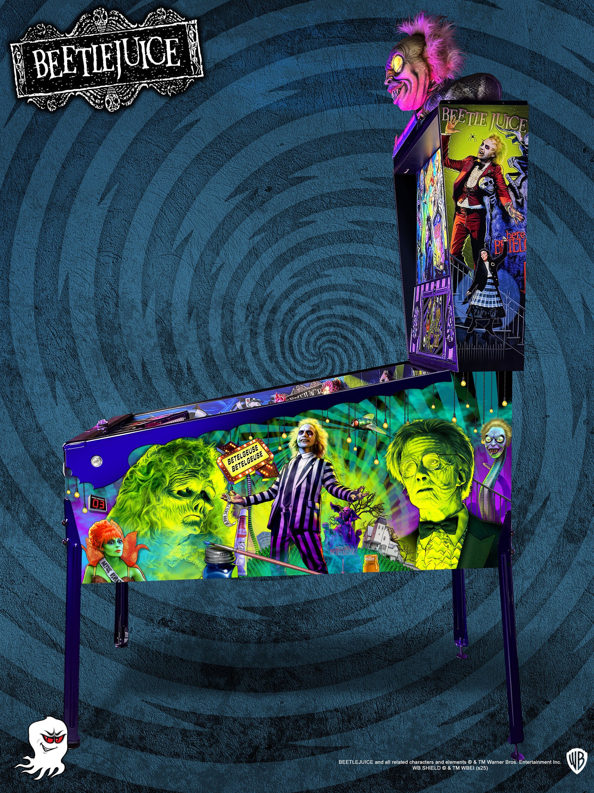 Beetlejuice pinball machine, right side cabinet art