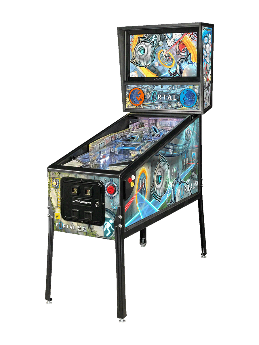 Portal Extended Pinball P3 machine — full cabinet, right view