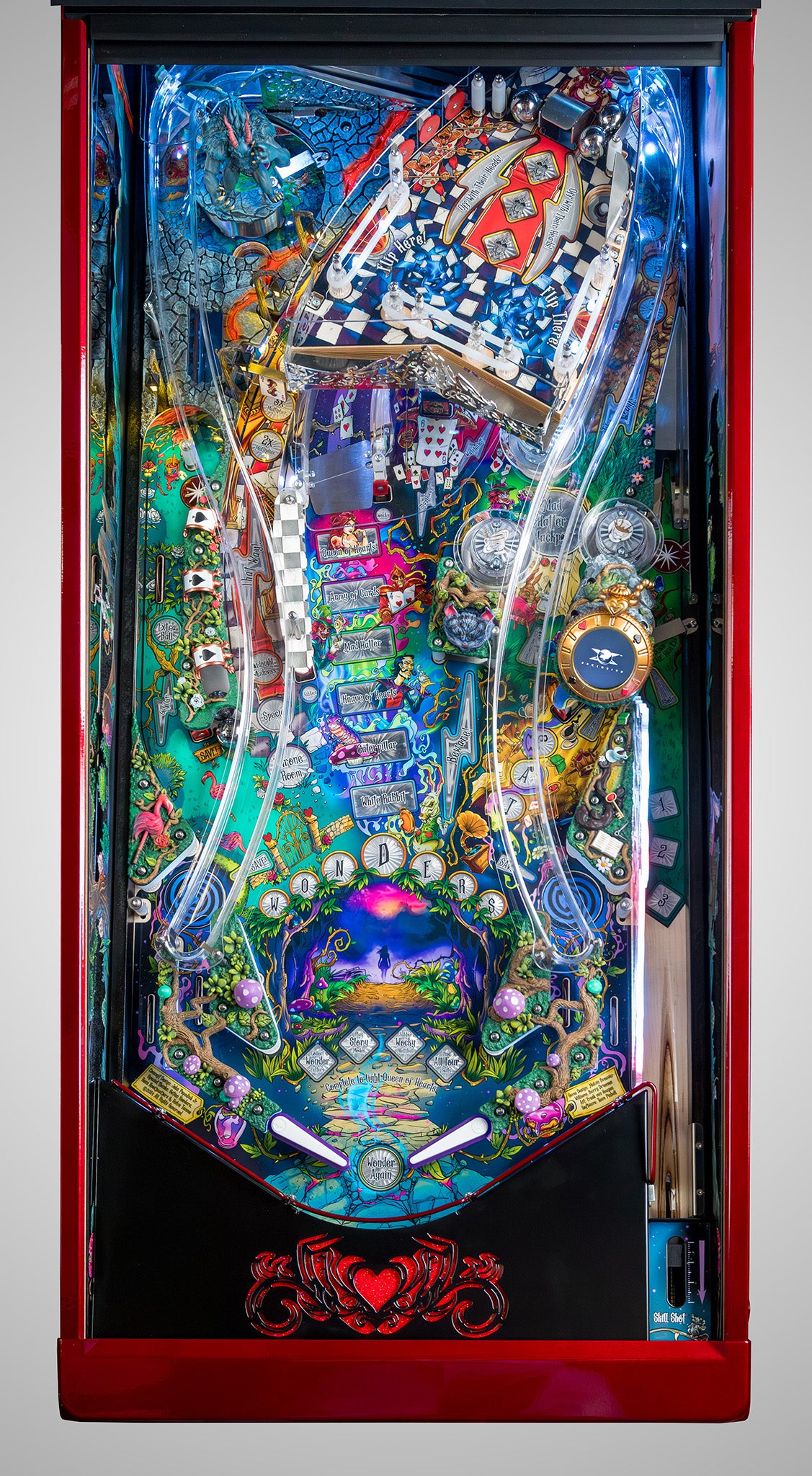 Alice's Adventures in Wonderland pinball — full playfield