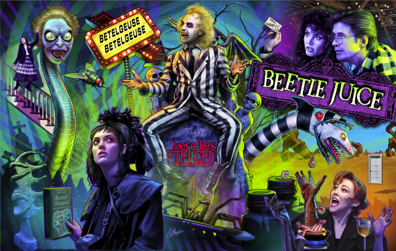 Beetlejuice pinball backglass artwork