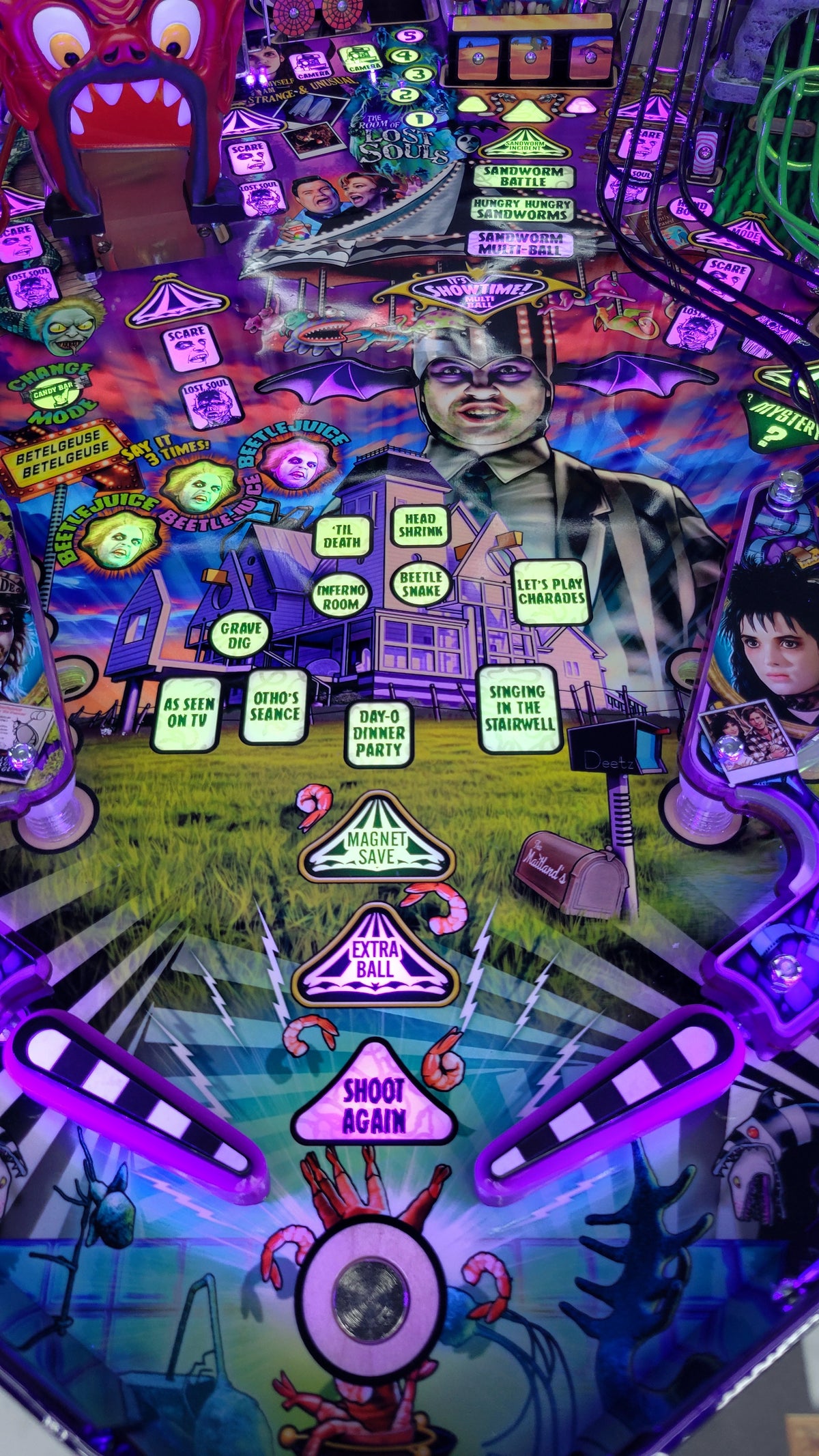 Spooky Beetlejuice Pinball HUO with Snake Topper Included