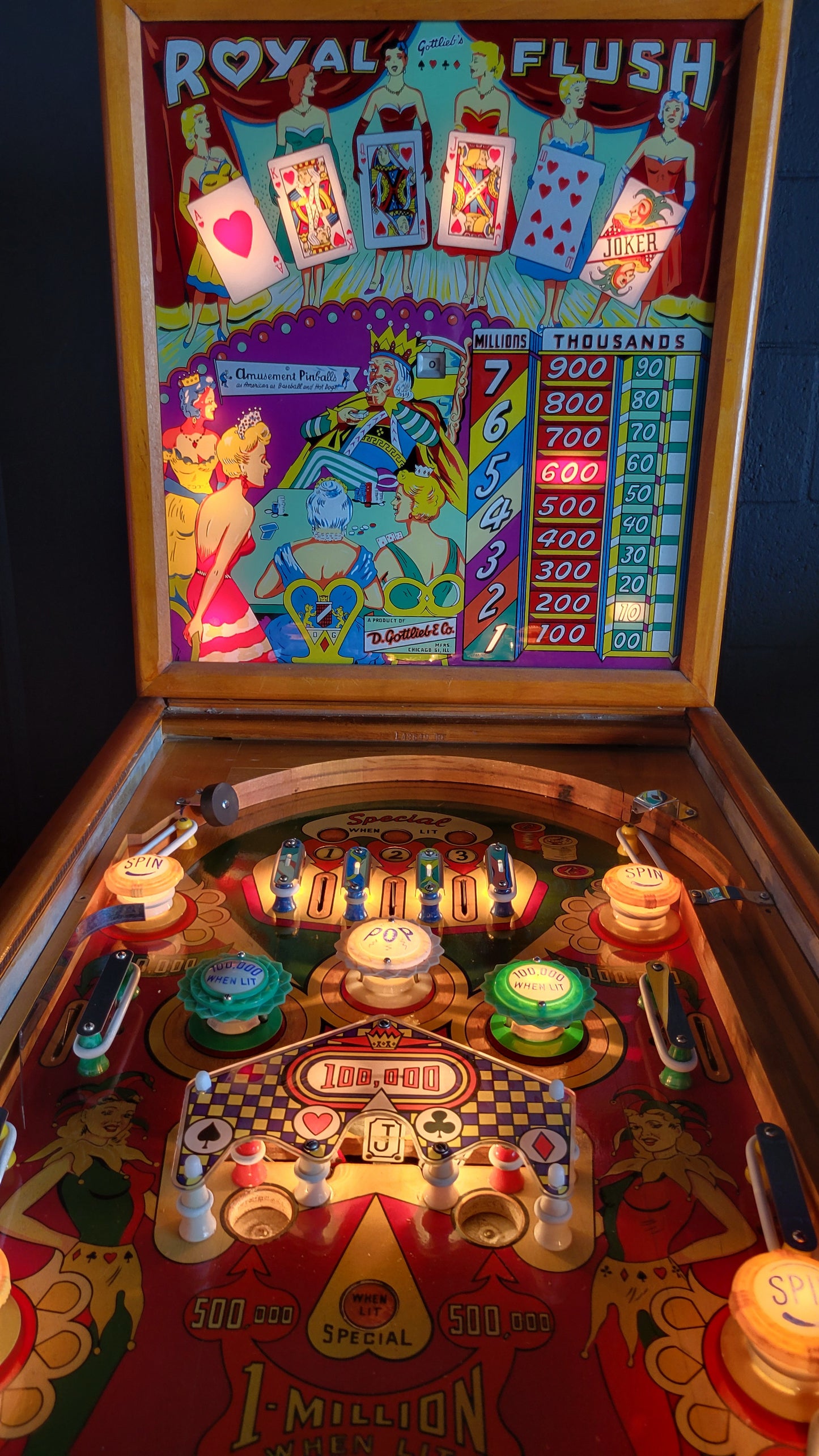Gottlieb 1957 Royal Flush Vintage Pinball