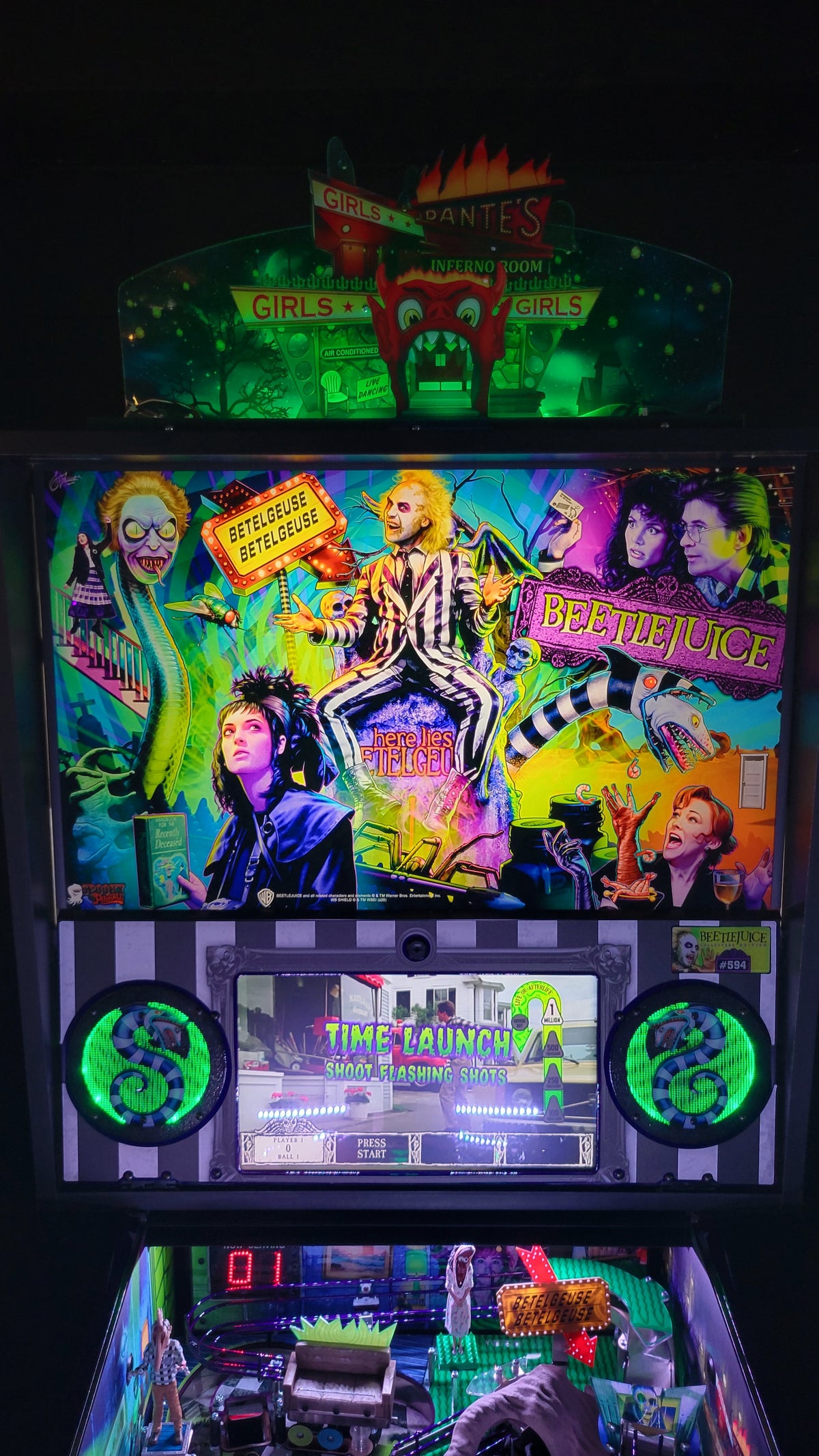 Spooky Beetlejuice Pinball HUO with Snake Topper Included
