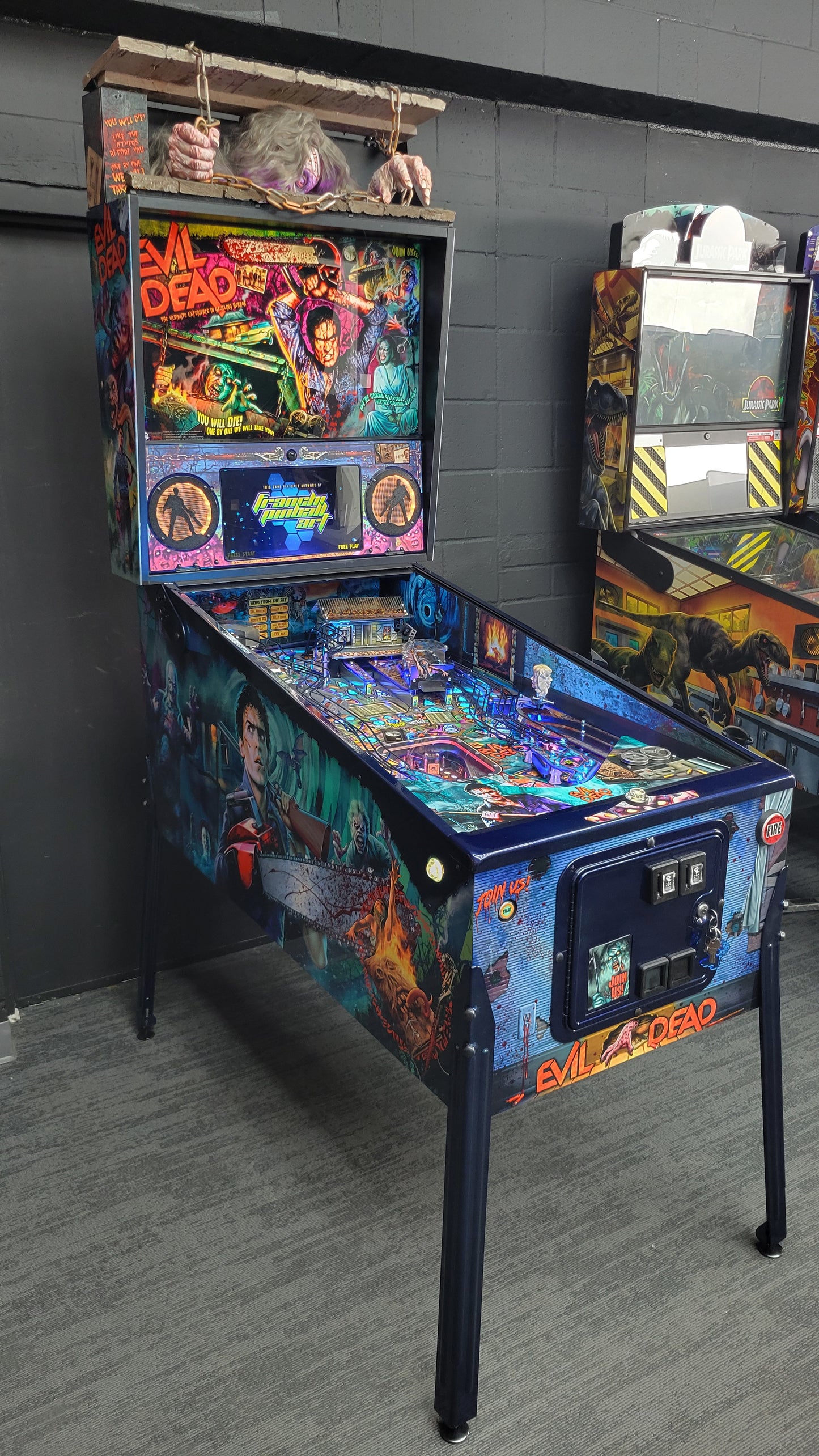 Spooky Evil Dead Pinball with Topper and Butter Cabinet