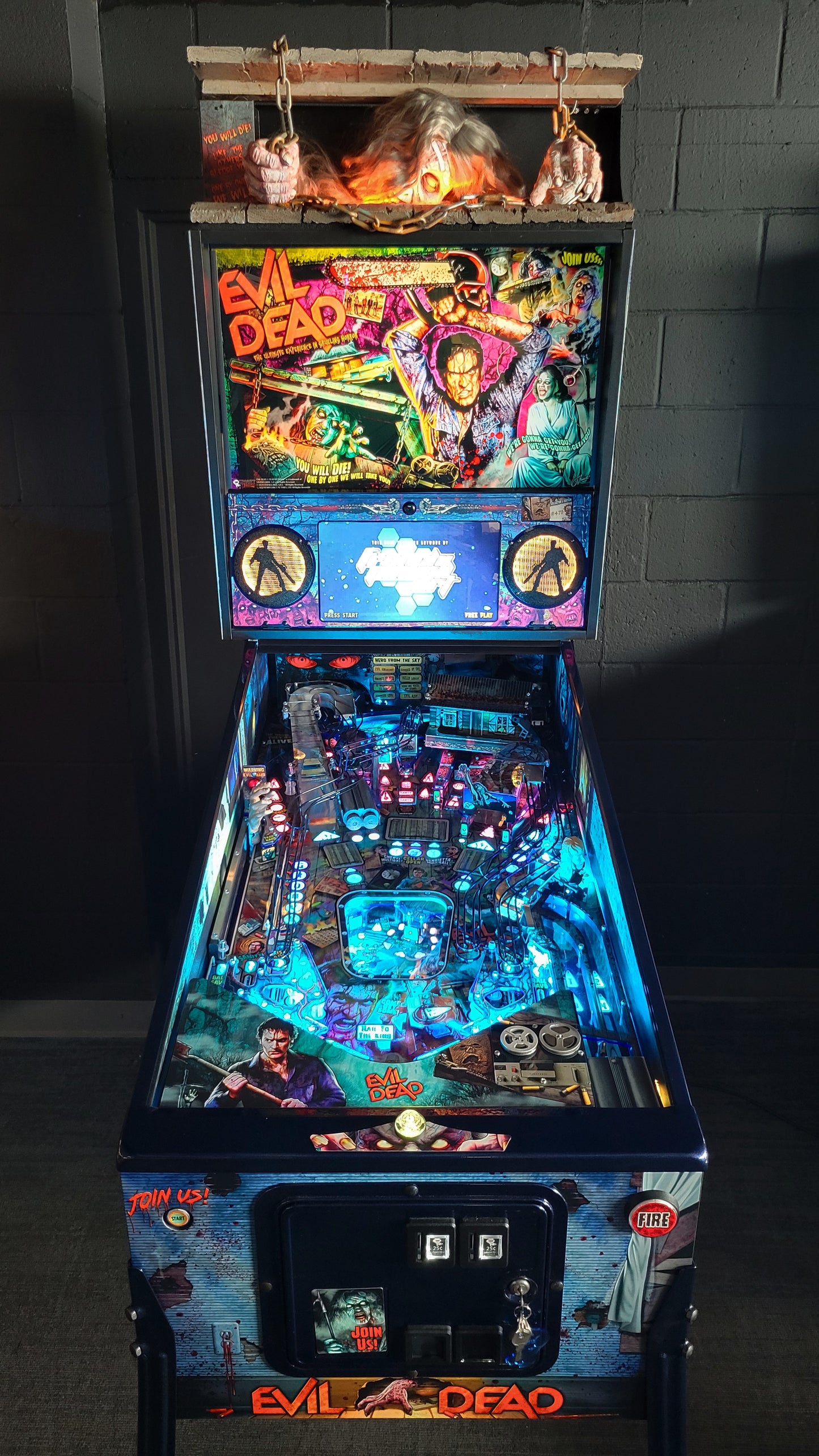 Spooky Evil Dead Pinball with Topper and Butter Cabinet