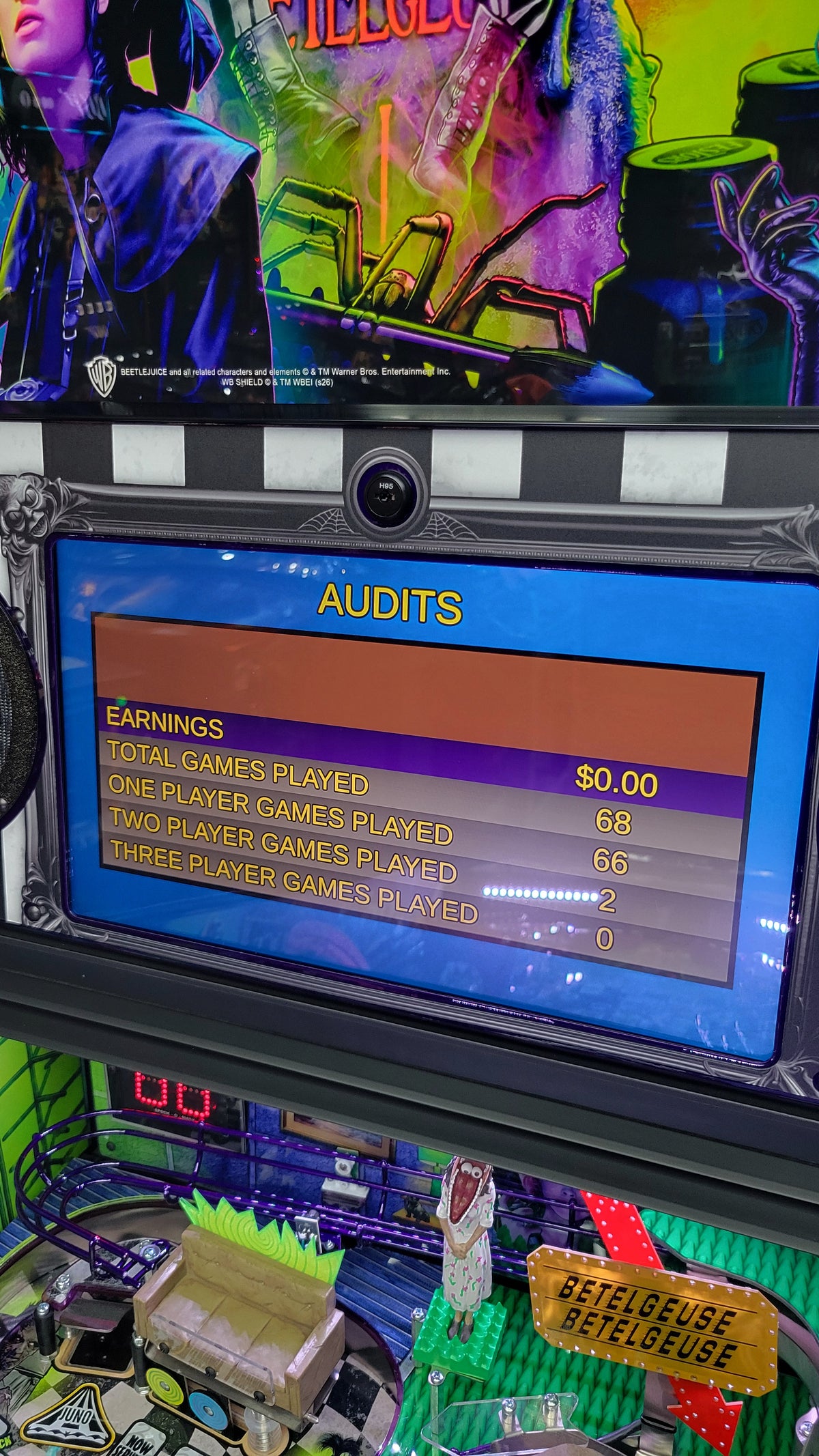Spooky Beetlejuice Pinball HUO with Snake Topper Included