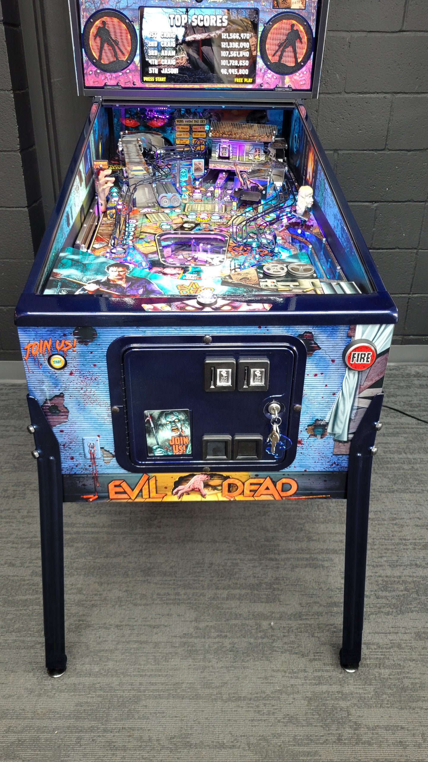 Spooky Evil Dead Pinball with Topper and Butter Cabinet