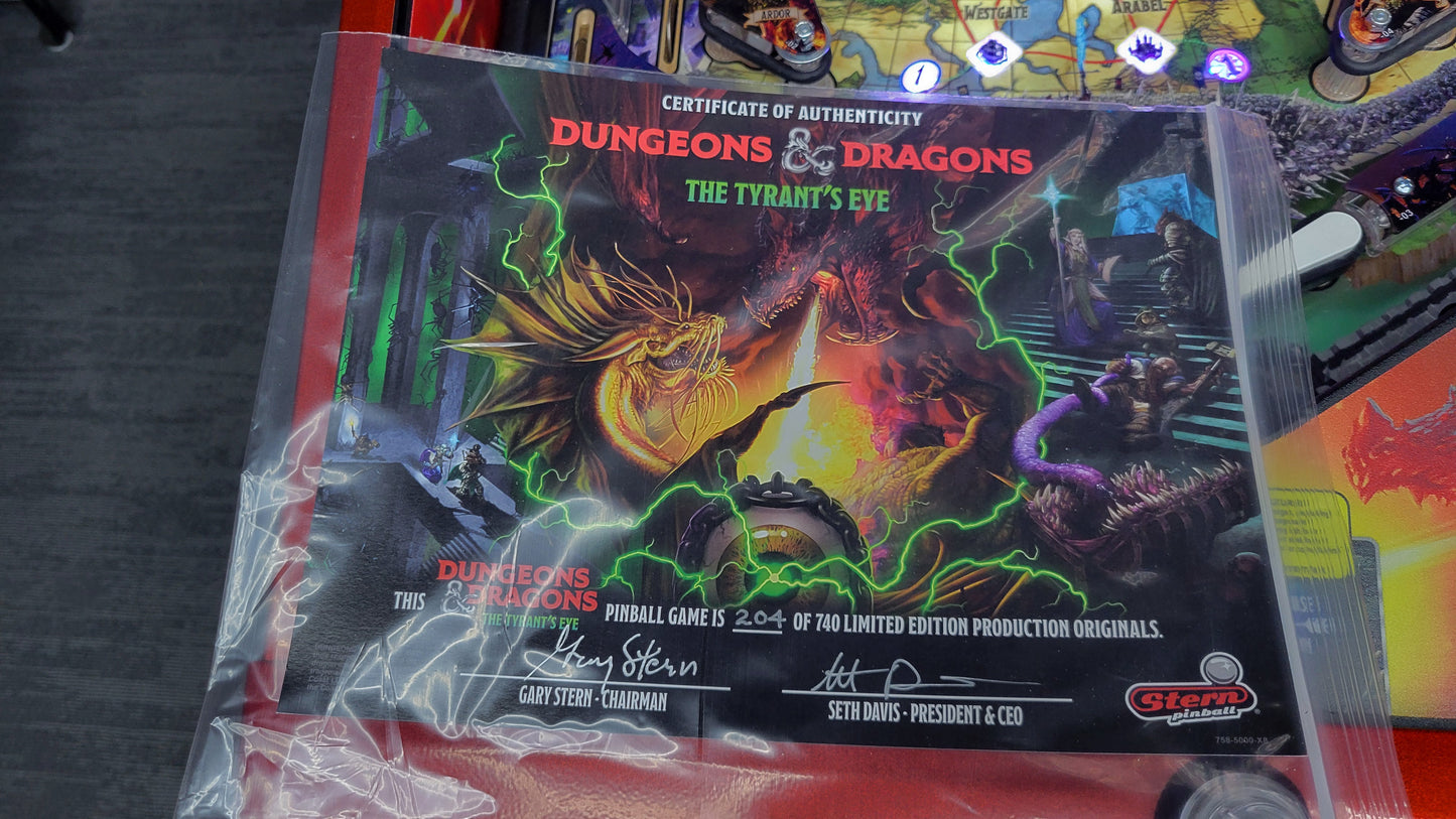Stern Dungeon & Dragons The Tyrants Eve LE Pinball HUO