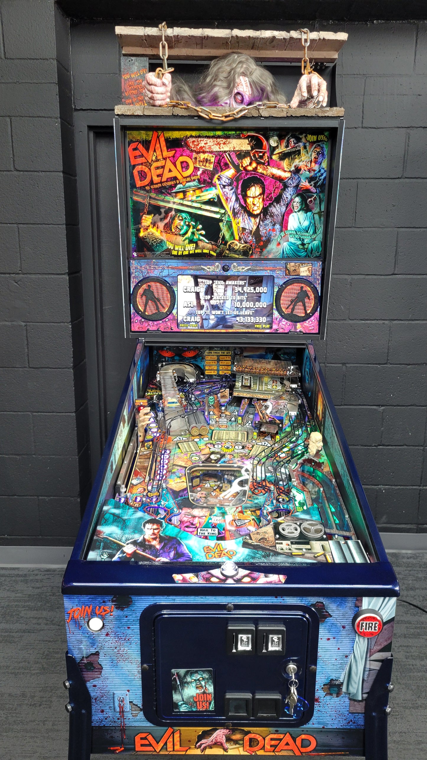 Spooky Evil Dead Pinball with Topper and Butter Cabinet